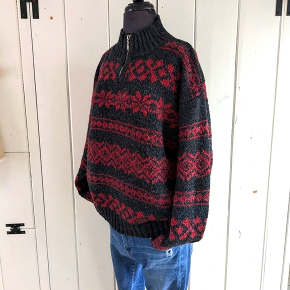 Snowflake 1/4 zip chunky knit sweater sz L - Picture 3 of 9